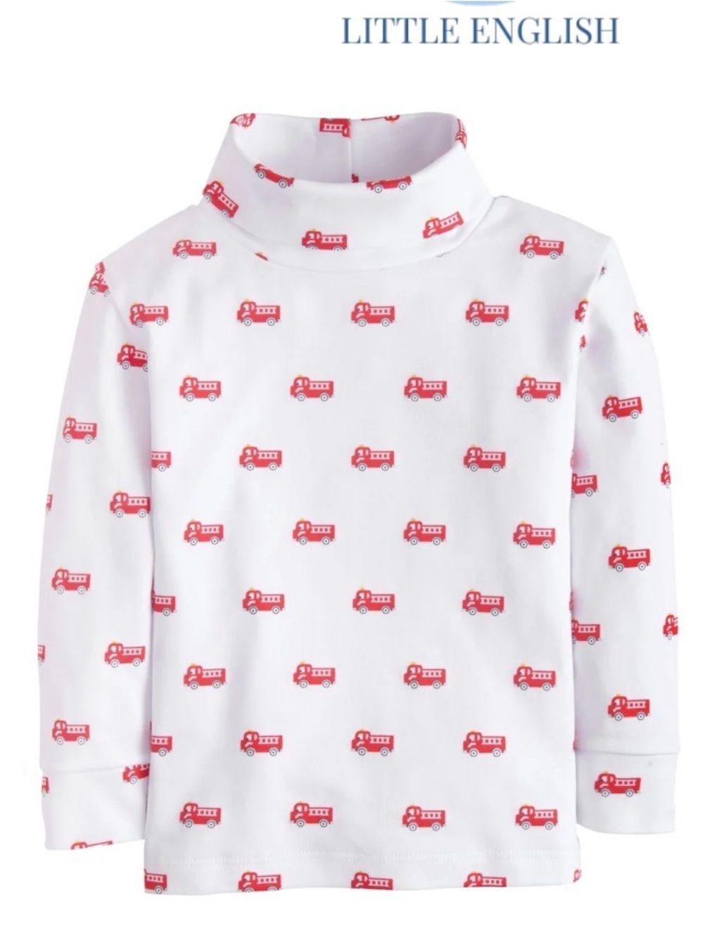 Size 12 month Little English Long-Sleeve Turtleneck with Red Firetruck Print